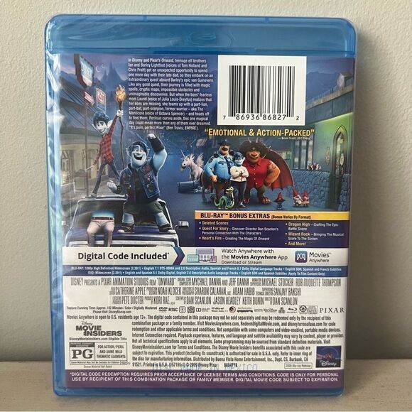 Disney Pixar Onward Blu-Ray DVD new - Picture 2 of 2